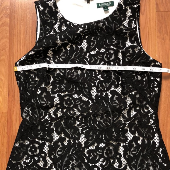 Lauren Ralph Lauren Black White Lace Sleeveless Dress Sz 8 - Picture 7 of 9
